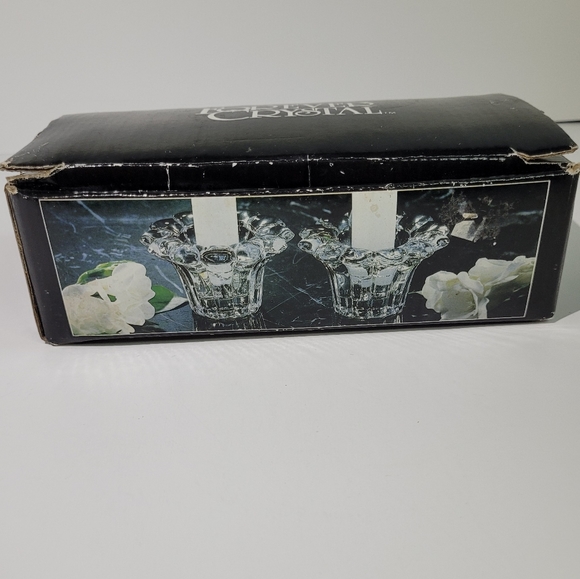 Forever Crystal Flower Candleholders Set of 2 NIB Vintage - Picture 3 of 8